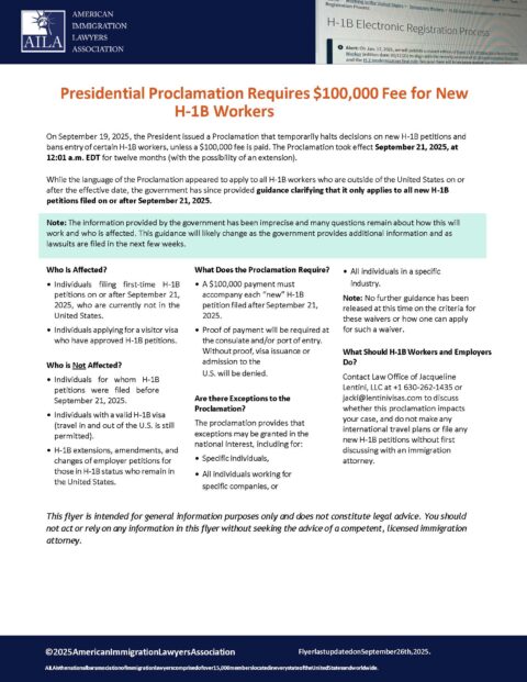 AILA flyer regarding Presidential Proclamation