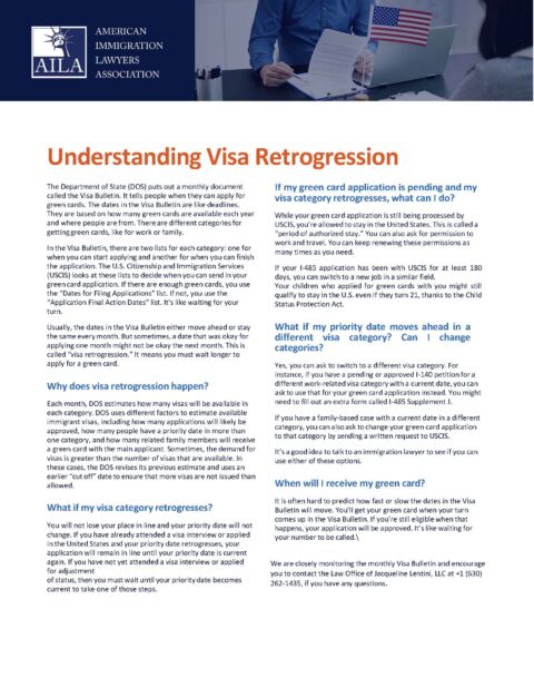 AILA flyer on visa retrogression