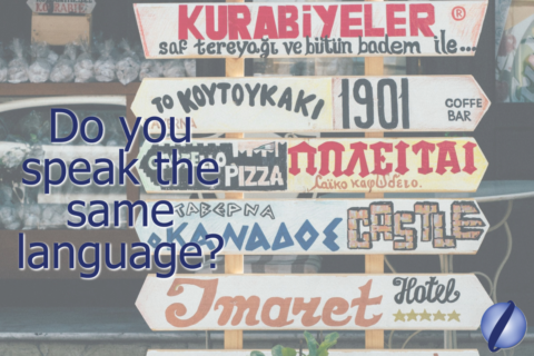 The background is a photograph of signs in a different language listing out various shops. The text on the image says, "Do you speak the same language?" The blue Lentini Visa globe logo is in the bottom right-hand corner.